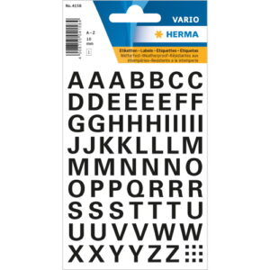Herma 4158 öntapadó betűk A-Z 10mm fekete időjárásálló